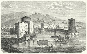 Un porto fenicio (incisione) da German School
