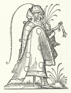 Un personaggio dal libro Les Songes drolatiques de Pantagruel (I sogni comici di Pantagruel) di Richard Breton (incisione) da German School