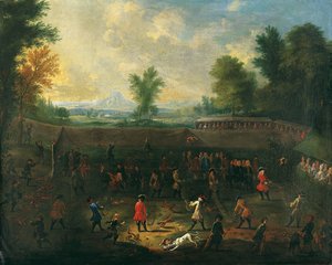 Una partita di lancio della volpe con compagnia elegante spettatrice da German School