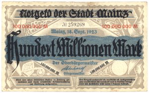 Una banconota da cento milioni di marchi, 1923 da German School