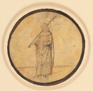 Un tondo raffigurante San Luigi di Francia che tiene uno scettro sulla spalla destra da German School