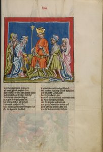 Aronne trasforma il bastone in un serpente da Weltchronik Ms. 33, fol. 73, c.1400-10 da German School