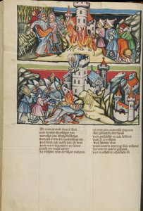 Abimelech, illuminazioni dal Weltchronik Ms 33 fol. 137v, c.1400-10 da German School