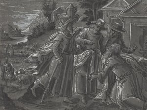 Abramo intrattiene gli angeli [verso], 1600 circa (penna e inchiostro) da German School