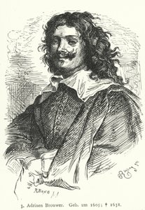 Adriaen Brouwer, pittore barocco fiammingo (incisione) da German School