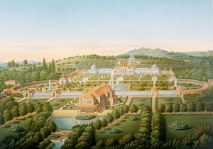 Vista aerea della villa del Re Guglielmo di Wurtemberg, pubblicato 1860 da German School