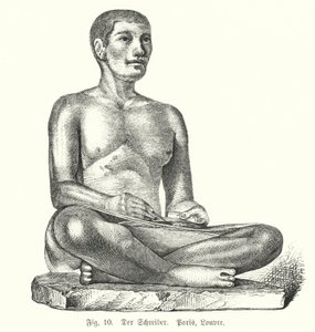 Figura egizia antica di uno scriba seduto da German School