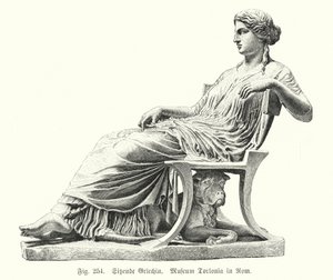 Statua greca antica di una donna seduta da German School