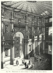 Auditorium e palco del Teatro Olimpico, Piacenza, Italia, progettato da Andrea Palladio da German School