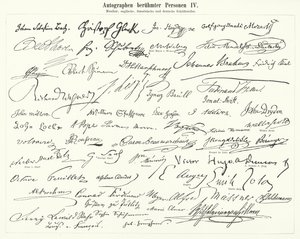 Autografi di persone famose: compositori, musicisti e scrittori inglesi, francesi e tedeschi (incisione) da German School