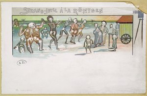 Idillio sulla spiaggia in stile Röntgen, vignetta sui raggi X, c.1896-99 da German School