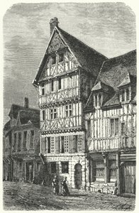Casa natale a Rouen del drammaturgo francese Pierre Corneille (incisione)