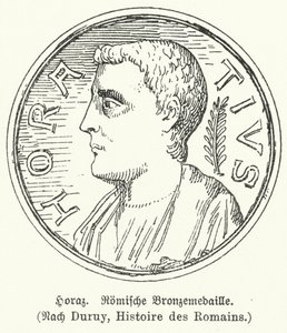 Medaglia di bronzo raffigurante il poeta romano Orazio (litografia) da German School