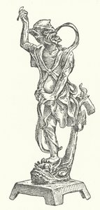 Statua di bronzo di Kui Xing, dio cinese della letteratura da German School