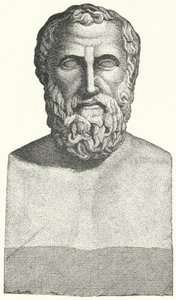 Busto del poeta greco antico Archiloco (incisione) da German School