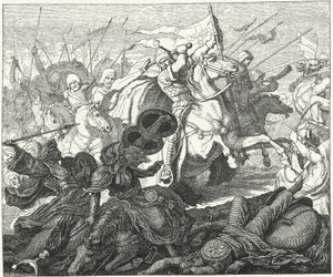 Carlo Martello alla battaglia di Poitiers, 732 da German School