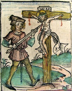 Cristo ricrocifisso, pubblicato nella Cronaca di Norimberga, 1493 da German School