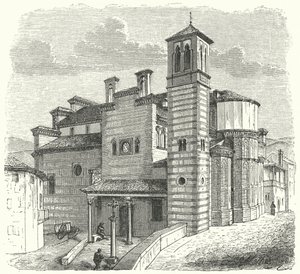 Chiesa di Santiago del Arrabal, Toledo, Spagna (incisione) da German School