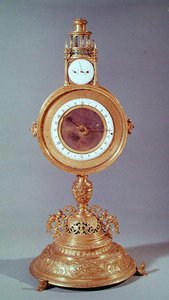 Orologio a forma di ostensorio appartenente al Cardinale de Granvelle, Augusta, 1564 (rame dorato) da German School