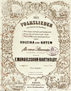 Copertina della partitura per Drei Volkslieder di Felix Mendelssohn da German School
