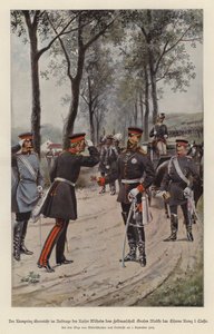 Il Principe Ereditario Federico di Germania premia il Feldmaresciallo Helmuth von Moltke con la Croce di Ferro a nome di suo padre, Kaiser Guglielmo I da German School