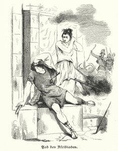 La morte di Alcibiade, 404 a.C. (incisione) da German School