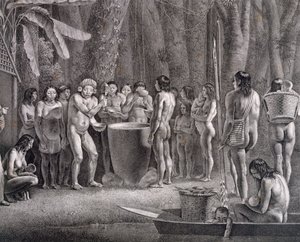 Festa del bere della tribù dei Coroados, c.1835-50 da German School