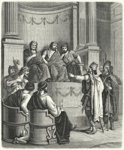 Emissari di Eumene II di Pergamo davanti al Senato Romano (incisione) da German School