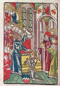 Imperatore Sigismondo (1367-1437) di Lussemburgo che nomina un cavaliere da German School
