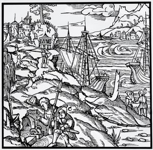 Incisione da De re metallica (Sulla natura dei metalli), di Georg Pawer o Georgius Agricola (1494-1555) da German School