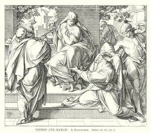 Ester e Aman, Ester, cap vii, versetto 8 (incisione) da German School