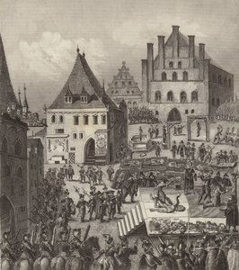 Esecuzione dei capi ribelli protestanti cechi a Praga da German School