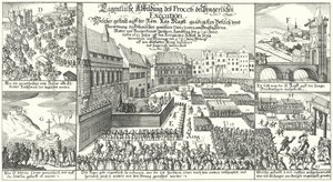 Esecuzione dei membri della rivolta protestante boema nella Piazza della Città Vecchia, Praga da German School