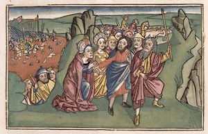Esodo 14 Mosè e gli Israeliti attraversano il Mar Rosso, dalla Bibbia di Norimberga (Biblia Sacra Germanaica)