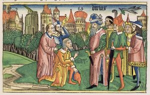 Il Tempio di Gerusalemme è dedicato dal re Dario, dalla Bibbia di Norimberga (Biblia Sacra Germanaica)