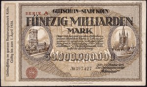 Banconota da cinquanta miliardi di marchi, 1923 da German School