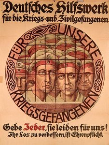 Poster della Prima Guerra Mondiale che esorta i tedeschi a donare denaro per aiutare i prigionieri di guerra tedeschi da German School