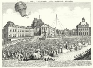 Volo del pallone dei fratelli Montgolfier a Versailles