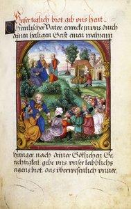 Folio 55: La moltiplicazione dei pani e dei pesci, 1551 da German School