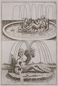 Fontane, da Architectura Curiosa Nova di Georg Andreas Bockler (1617-85), pubblicato 1704 da German School