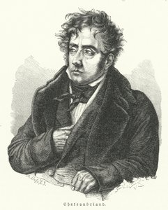 François-René de Chateaubriand, romanziere, politico, diplomatico e storico francese (litografia) da German School