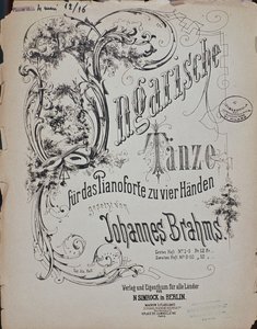 Frontespizio di Danze Ungheresi (Ungarische Tanze) di Johannes Brahms da German School