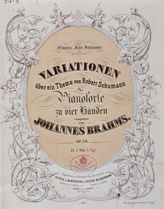 Frontespizio di "Variazioni su un tema di Robert Schumann" (Op. 23) di Johannes Brahms da German School