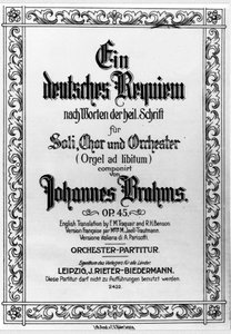 Frontespizio del Requiem tedesco di Johannes Brahms (1833 - 1897)