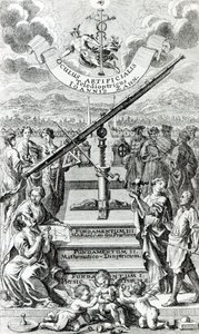 Frontespizio di Oculus Artificialis Teledioptricus Sive Telescopium di Johann Zahn, 2a edizione pubblicata nel 1702 da German School