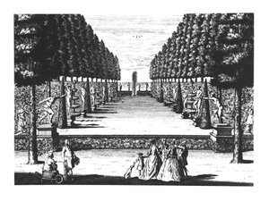 Teatro del Giardino a Herrenhausen, inciso da Joost Van Sasse (1716-36) da German School