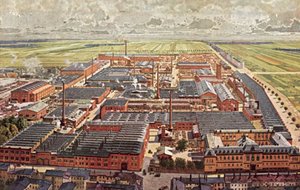Veduta generale delle opere di armamenti Krupp Grusonwerk, Magdeburgo, Germania da German School