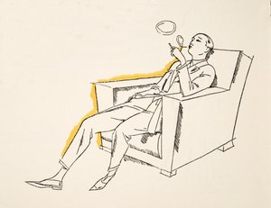 Gentiluomo che soffia fumo, da Styl, pub.1922 (stampa pochoir)