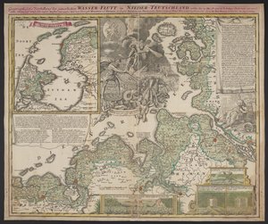 Presentazione geografica della misera inondazione in Bassa Germania, avvenuta il 25 dicembre 1717, c.1718 da German School