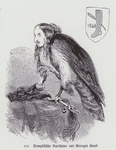 Caricatura tedesca della romanziera francese del XIX secolo George Sand (litografia) da German School